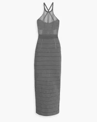 Hervé Léger Textured bandage and stretch-knit maxi dress - Gray Gray