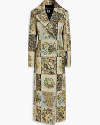 Oscar de la Renta Double-breasted cotton-blend floral-jacquard coat - Neutral Neutral