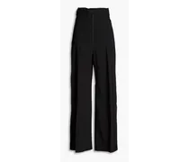 Santon wool-blend crepe wide-leg pants - Black