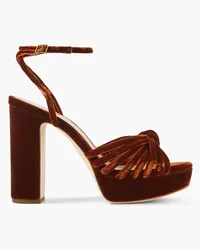 Loeffler Randall Rivka knot-embellished velvet sandals - Brown Brown