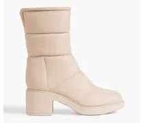 Shearling-lined quilted leather ankle boots - Pink