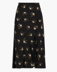 Veronica Beard Franconia wrap-effect floral-print silk-blend jacquard midi skirt - Black Black