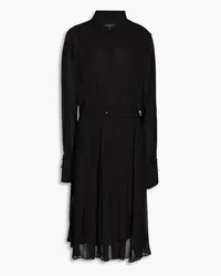 Rag & Bone Shane belted pleated chiffon midi shirt dress - Black Black