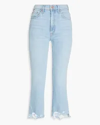 Mother Insider cropped distressed high-rise bootcut jeans - Blue Blue