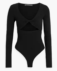 Zeynep Arcay Twist-front cutout stretch-knit bodysuit - Black Black