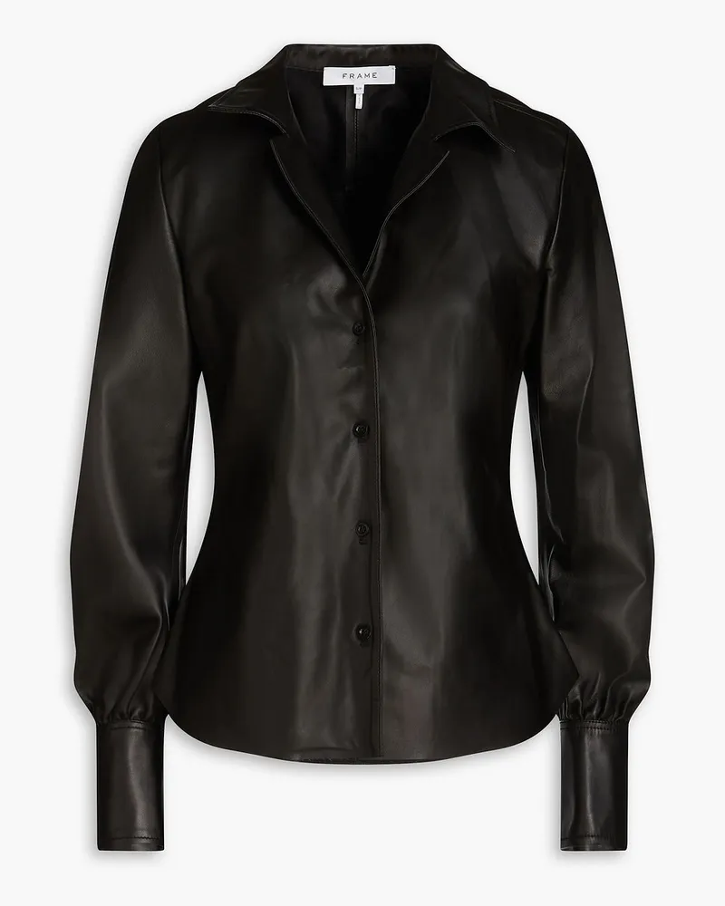 Frame Denim The Femme leather shirt - Black Black