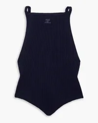 Courrèges Appliquéd ribbed-knit top - Blue Blue