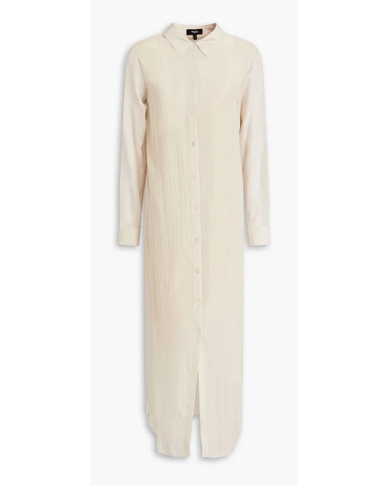 Theory Crinkled cotton-voile midi shirt dress - Neutral Neutral