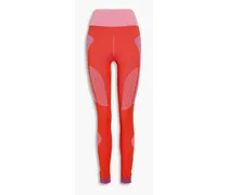 Cropped stretch-jacquard leggings - Orange