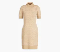 Jacquard-knit turtleneck mini dress - Neutral