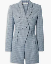 Philosophy Di Lorenzo Serafini Double-breasted houndstooth cotton playsuit - Blue Blue