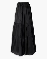 Matteau Strapless tiered cotton and silk-blend poplin maxi dress - Black Black