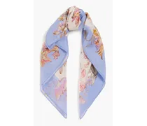 Floral-print cotton and silk-blend scarf - Purple - OneSize