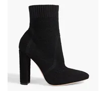Gianvito Rossi Isa bouclé-knit ankle boots - Black Black