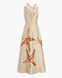 Valentino Garavani Printed fil coupé silk-blend faille maxi dress - Neutral Neutral