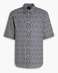 Emporio Armani Printed cotton-mousseline shirt - Blue Blue