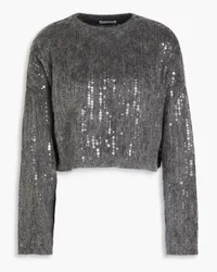 Brunello Cucinelli Cropped sequin-embellished knitted sweater - Gray Gray