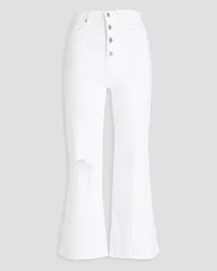 7 for all mankind Jo cropped distressed high-rise flared jeans - White White