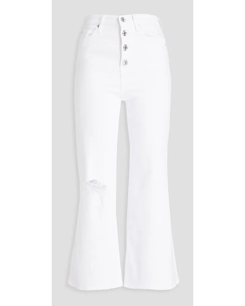 Jo cropped distressed high-rise flared jeans - White