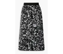 Vase jacquard-knit wool-blend midi skirt - Black