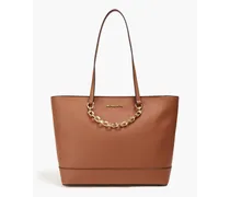 Jet Set chain-embellished faux textured-leather tote - Brown