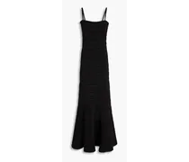 Metallic ribbed-knit gown - Black