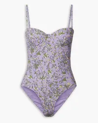 Tory Burch Floral-print underwired swimsuit - Purple Purple