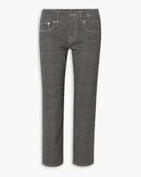 R13 Boy cropped Prince of Wales checked low-rise slim-leg jeans - Gray Gray