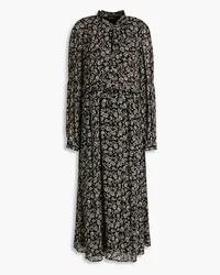 Luisa Cerano Gathered floral-print georgette midi dress - Black Black