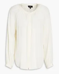 Theory Romantic gathered silk-blend satin blouse - Neutral Neutral