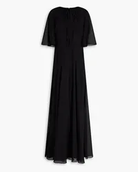 Mikael Aghal Gathered bow-detailed georgette maxi dress - Black Black