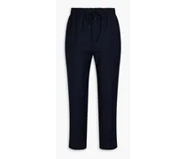 Tapered cropped wool-blend twill pants - Blue