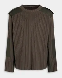 Valentino Garavani Shell paneled ribbed cotton sweater - Green Green