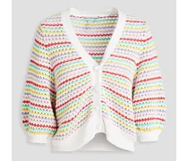 Striped pointelle-knit cotton cardigan - Multicolor