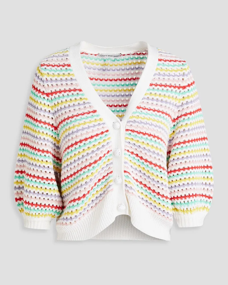 Autumn Cashmere Striped pointelle-knit cotton cardigan - Multicolor Multicolor