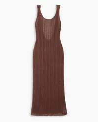 Cortana Mine open-knit linen and cotton-blend midi dress - Brown Brown