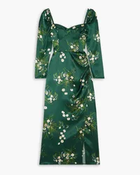 Reformation Gloriana floral-print silk-charmeuse midi dress - Green Green