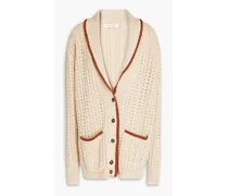 Clio pointelle-knit cotton cardigan - Neutral