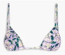 Sabina Dos Gardenias Lila quilted floral-print triangle bikini top - Purple