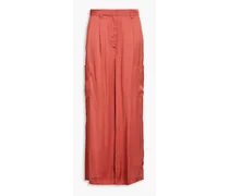Pleated satin cargo pants - Red