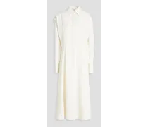 Twill midi shirt dress - White