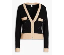 Sequined two-tone cashmere-blend cardigan - Black