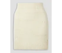 Distressed wool-blend mini skirt - White