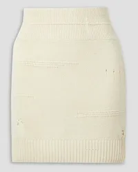 Helmut Lang Distressed wool-blend mini skirt - White White