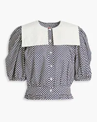 Shrimps Doria embroidered checked cotton blouse - Blue Blue