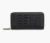 Mosaico woven leather and elaphe wallet - Black
