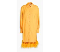 Ibiza feather-embellished poplin shirt dress - Yellow