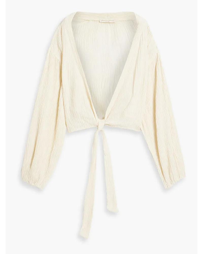 Savannah Morrow Catorito tie-front plissé bamboo and silk-blend top - White White