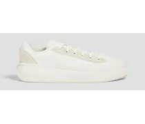 Ajatu Court Low suede-trimmed shell sneakers - White