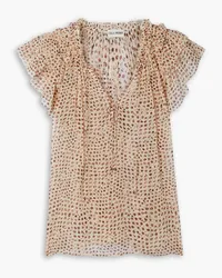 Ulla Johnson Marilyn ruffled polka-dot metallic fil coupé silk-blend chiffon blouse - Neutral Neutral